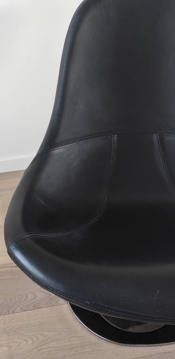 Pair of Tirup Ikea leather armchairs