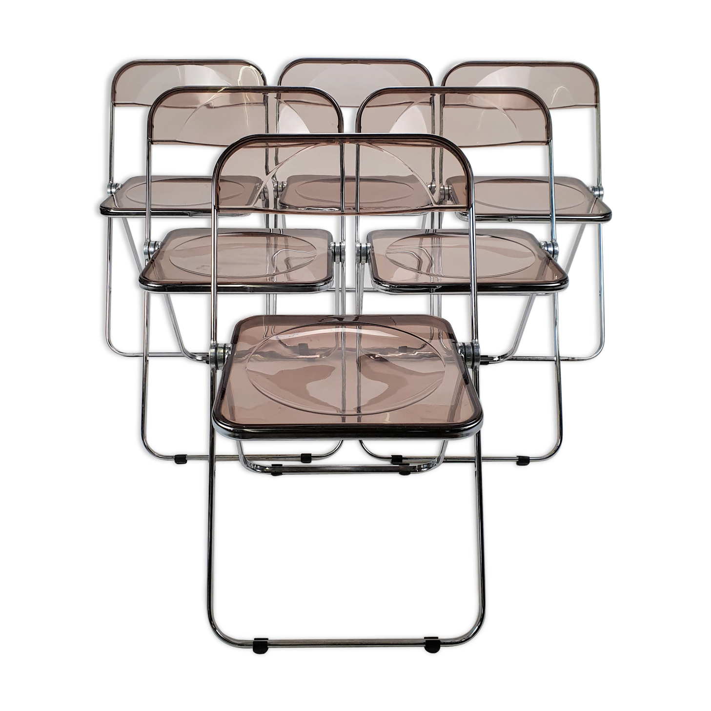Set of 6 plia folding chairs by Giancarlo Piretti ed. Castelli, 1970s