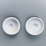 Pair of old large enameled sheet metal condiment pots