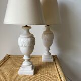Pair of white marble table lamps
