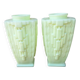 Paire de vases Art Déco en opaline uranifère vers 1930