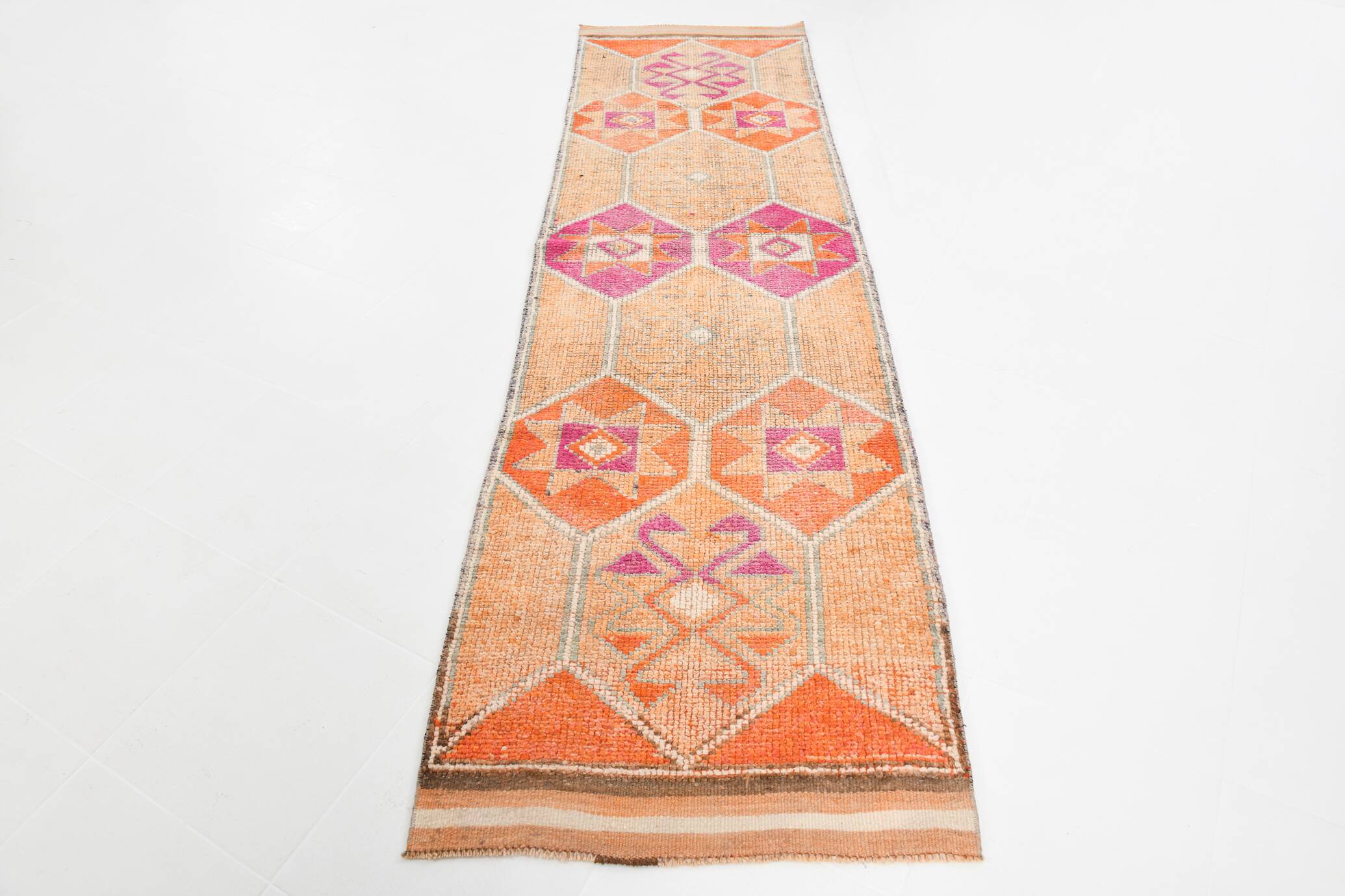 Light Orange & Pembe Vintage Runner Rug For Home Decor, 88x323 Cm