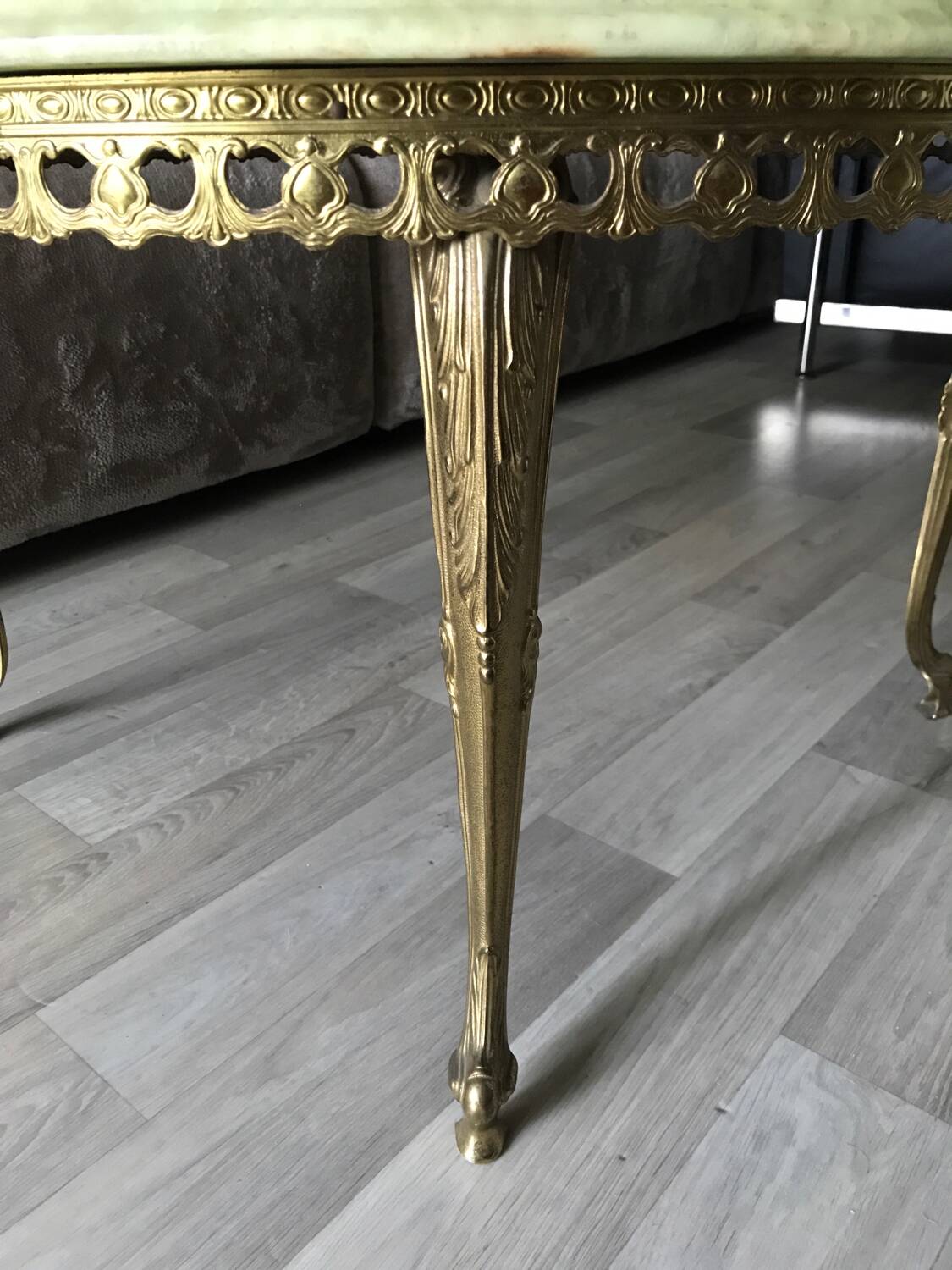 Marble and brass side coffee table