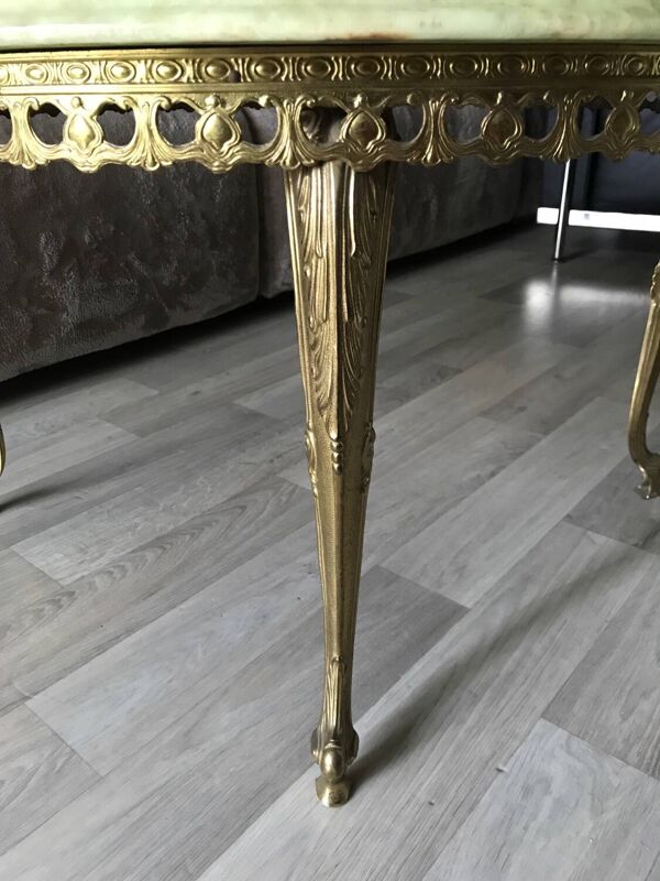 Table basse d’appoint en marbre et laiton