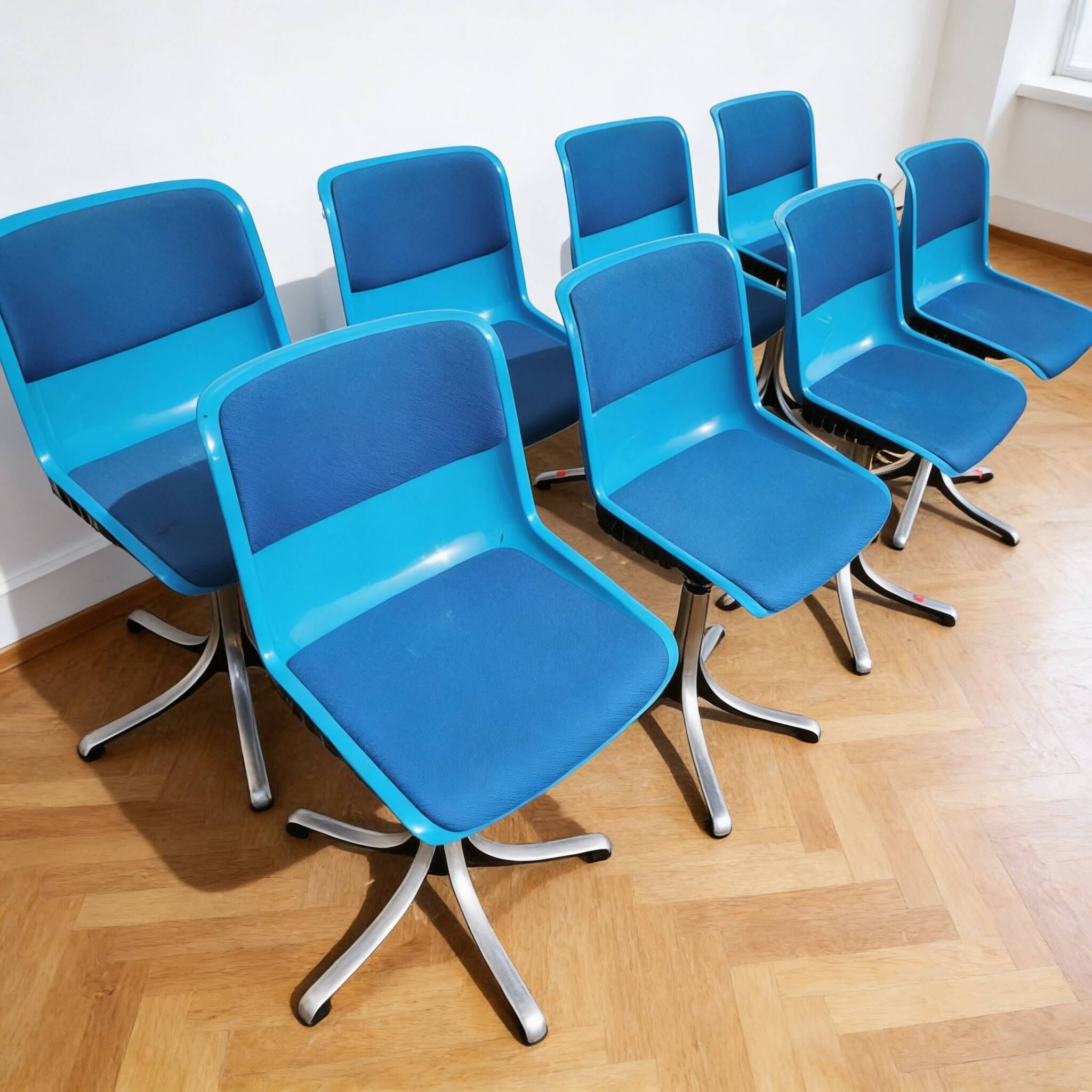 Suite de 8 chaises de bureau Modus, Tecno
