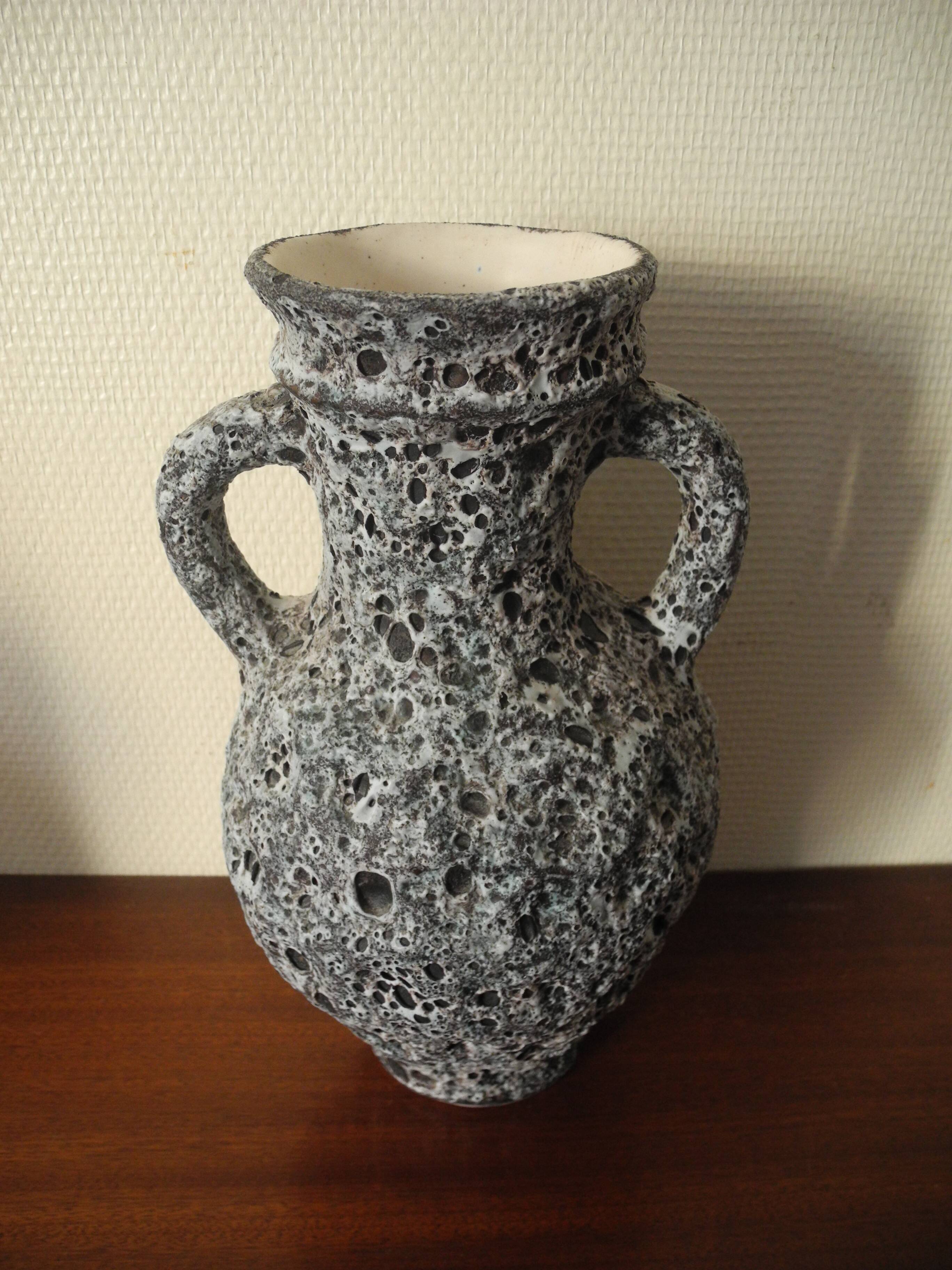 old ceramic vase Monnetier retro decor fat lava vintage design vase 60s