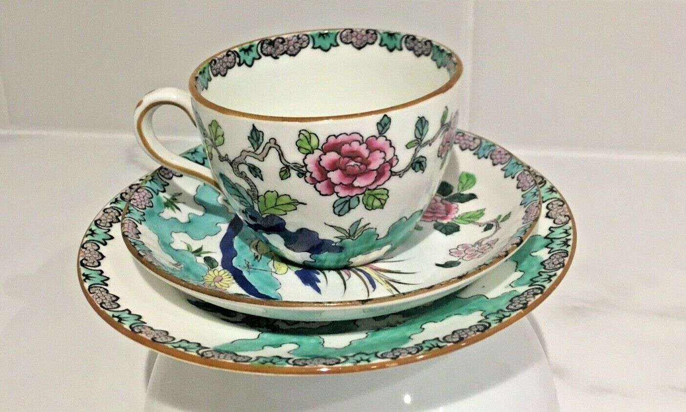 Royal Crown Staffordshire porcelain trio for Fortnum and Mason