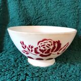 Bol ancien Digoin rose rouge