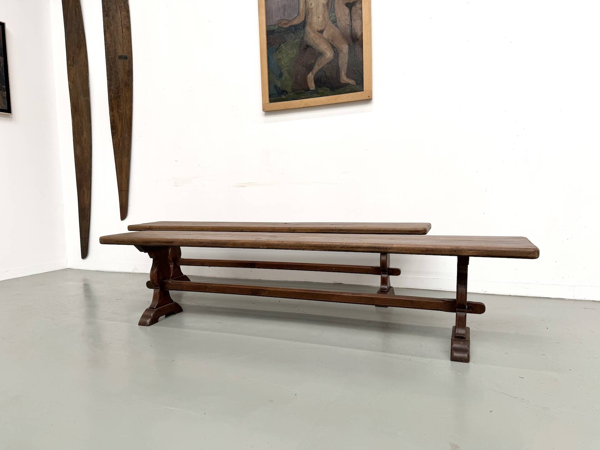 Pair of Solid Oak Farm Benches