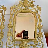Paire de miroirs en bronze de style rocaille fin xixe