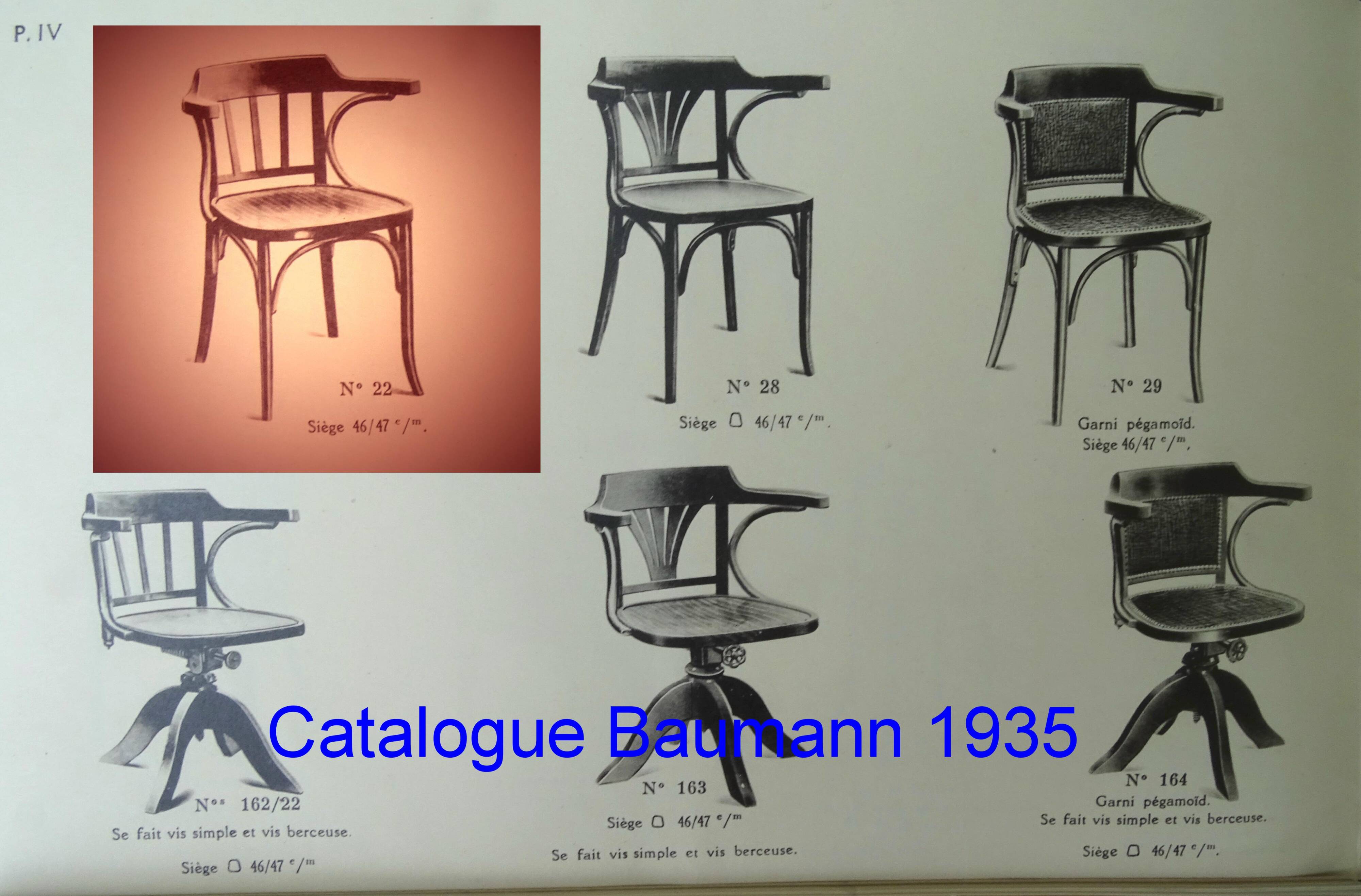 Baumann 1935/39 bistro armchair known as "office" armchair, original condition,