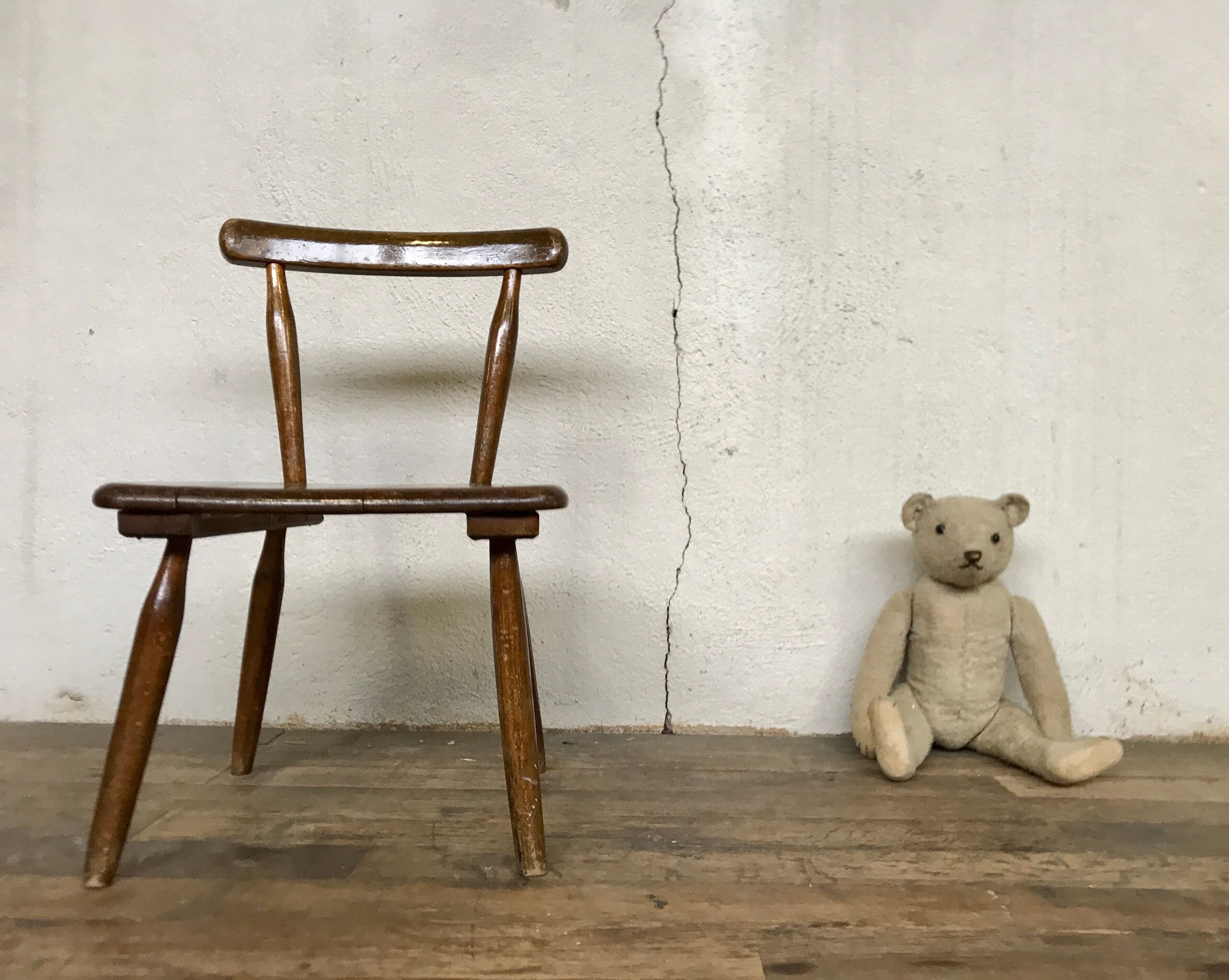 Brutalist primitive style wooden chair