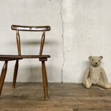 Brutalist primitive style wooden chair