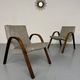 Set of 2 vintage design Bow-Wood Steiner armchairs, 1950s.