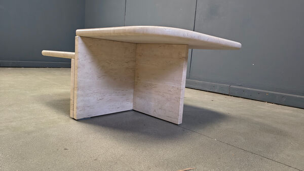 Paire de tables basses en travertin vintage ou tables d'appoint, années 1970.