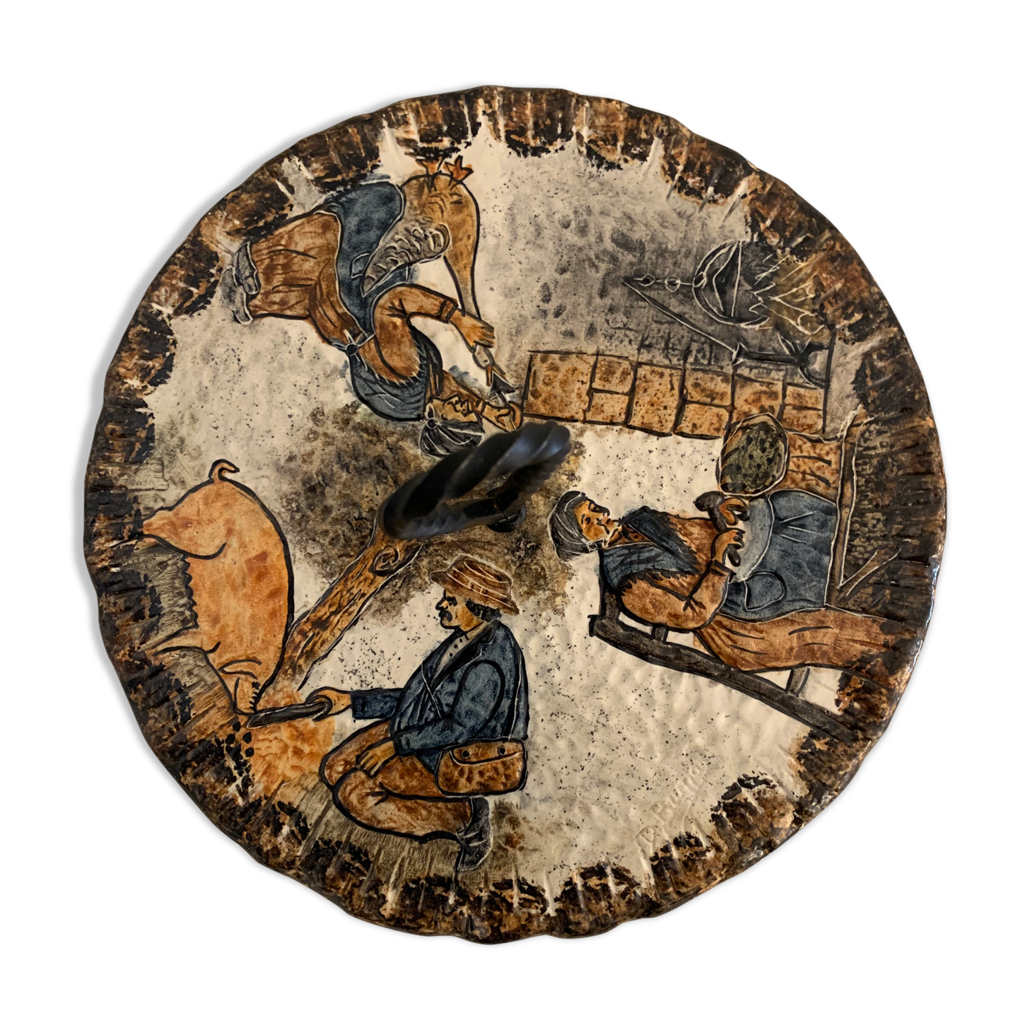 Bruno Dose ceramic cheese platter, Pottery du Breuil