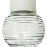 Vintage White Porcelain Ceiling Light with Ribbed Glass , 1970s