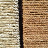 Straw and woven rope screen with metal structure