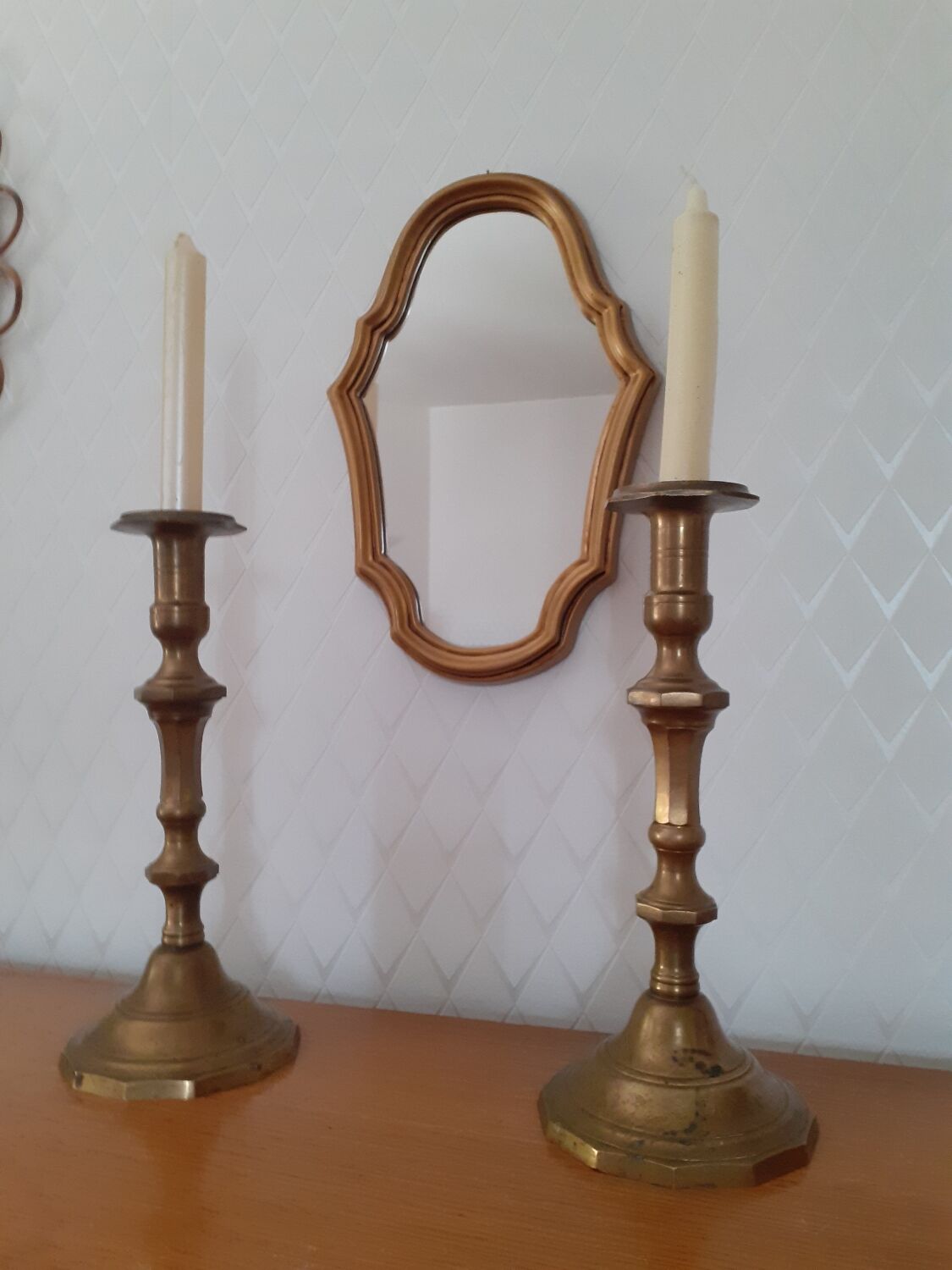 Pair of large bronze or brass candle holders