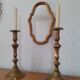 Pair of large bronze or brass candle holders