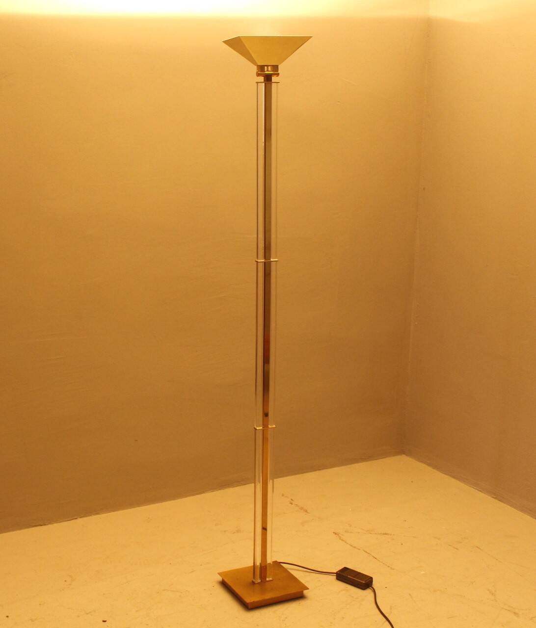 Hollywood Regency Brass Uplighter Floor Lamp by Baulmann, 1980s