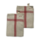 Pair new linen towels embroidered BR triple red stripe