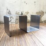 "Zig-zag" satin stainless steel shelf by Joelle Ferlande and François Monnet