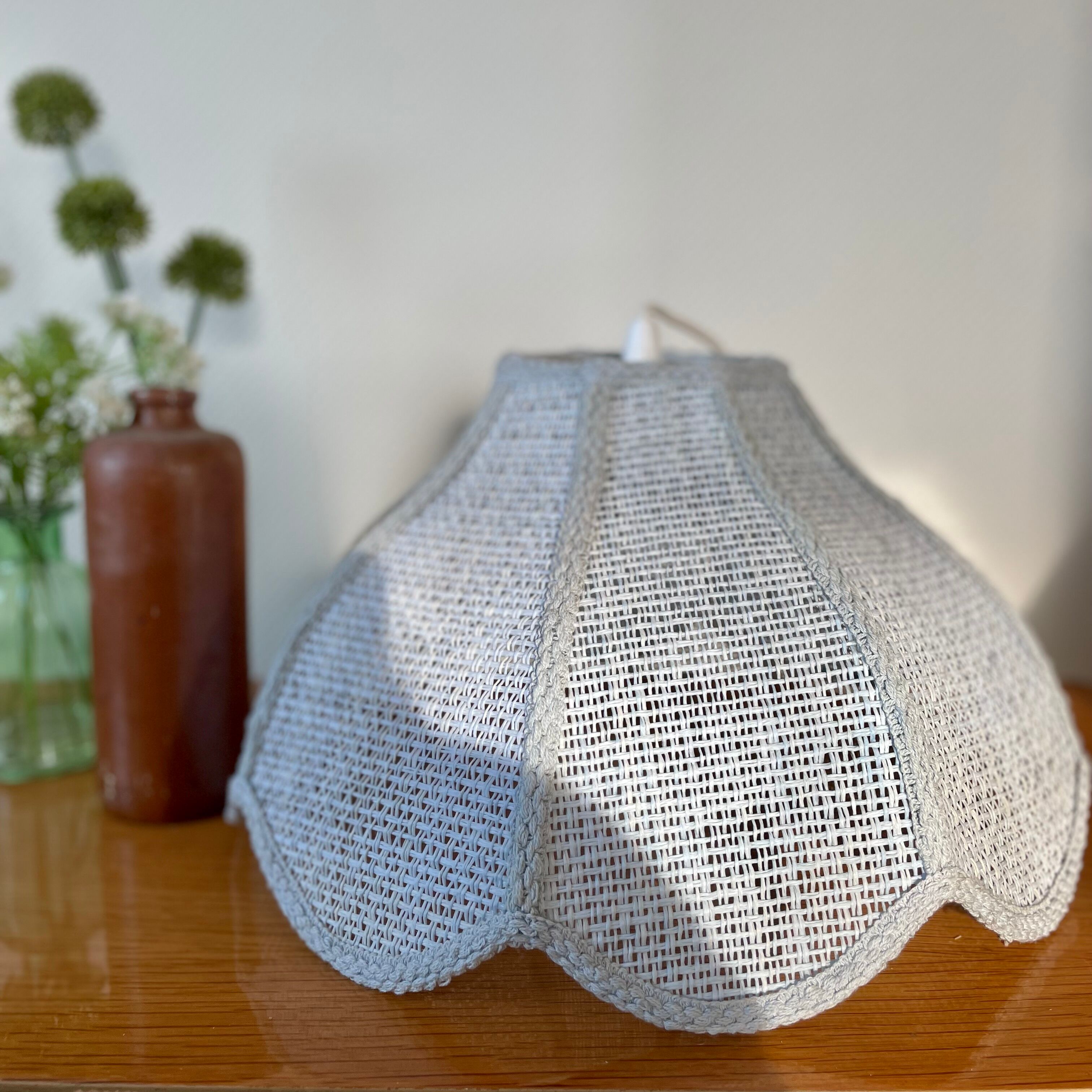 Vintage blue rattan pendant light