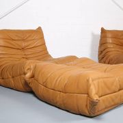 Cognac leather Ligne Roset Togo set from 2010 designed by Michel Ducaroy