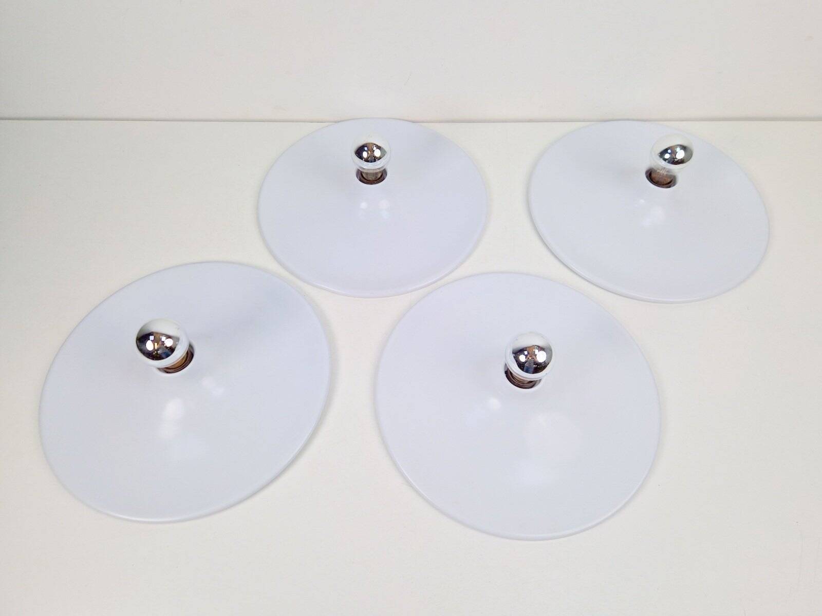 Vintage White UFO Disc Wall Lamps from Targetti Sankey, 1970s, Set of 4