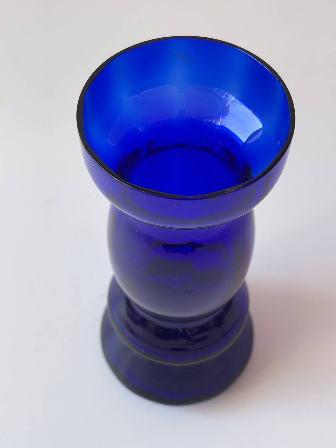 Cobalt blue blown glass vase 17.5cm