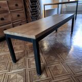 Large oak and steel bench