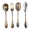 4 Serving cutlery in silver metal, model with crossed ribbons, Louis XVI style