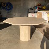 Travertin dining table octagonal