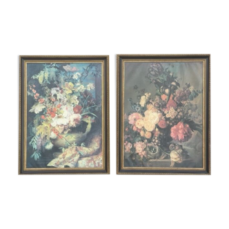 Paire de reproductions fleurs