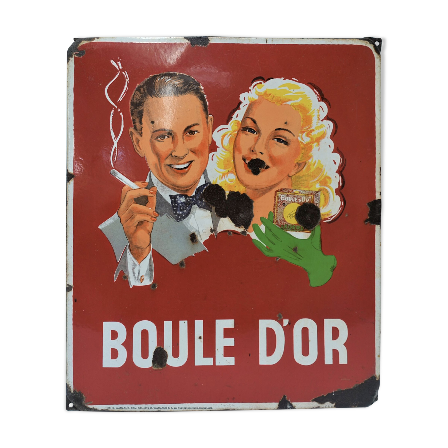 Advertising email plate "golden ball" years 50