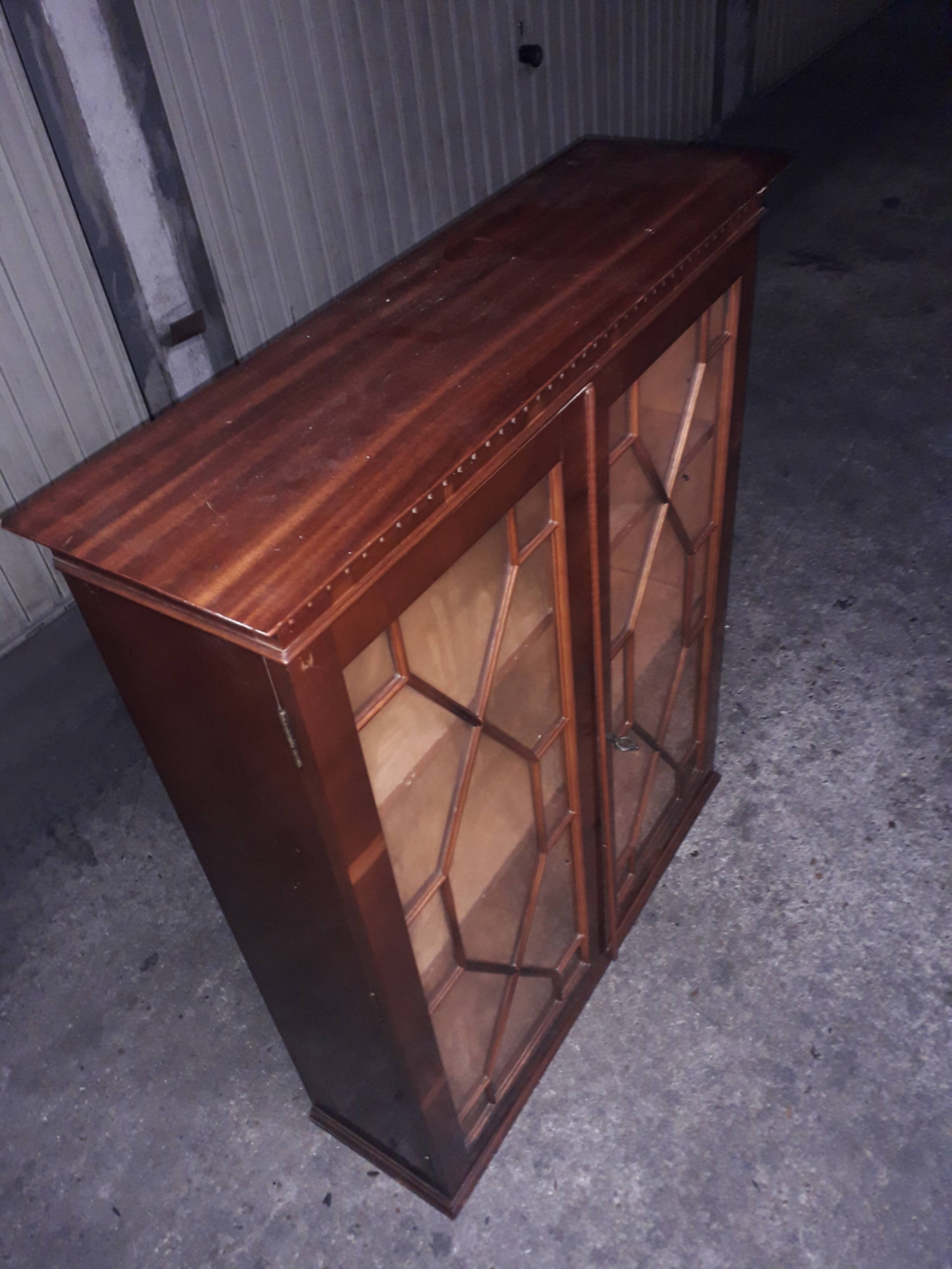 2-door cherry wood display cabinet