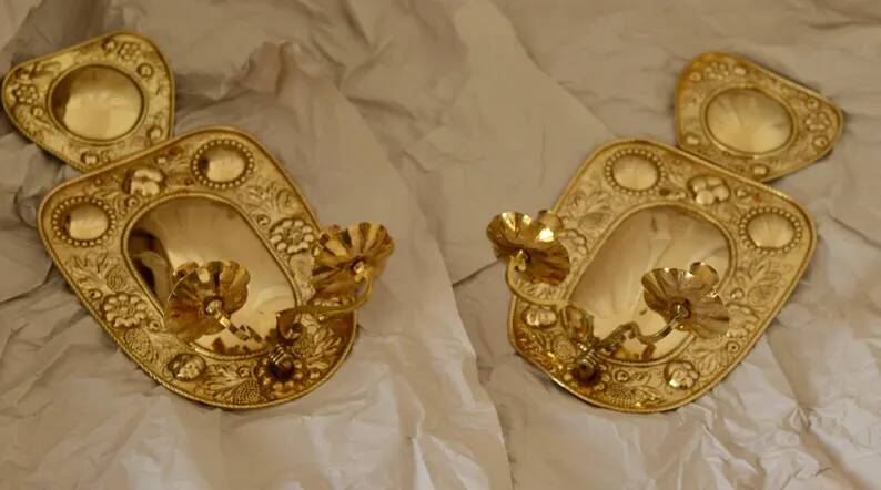 Baroque Style Mid-Century Brass Swedish Sconces
