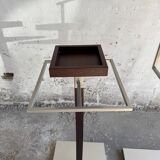 Set of 2 Calligaris holders — silver gray with dark brown wood, metal, and wood design