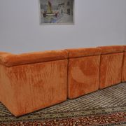 Orange corduroy Modular sofa from the 70's, 4 pieces