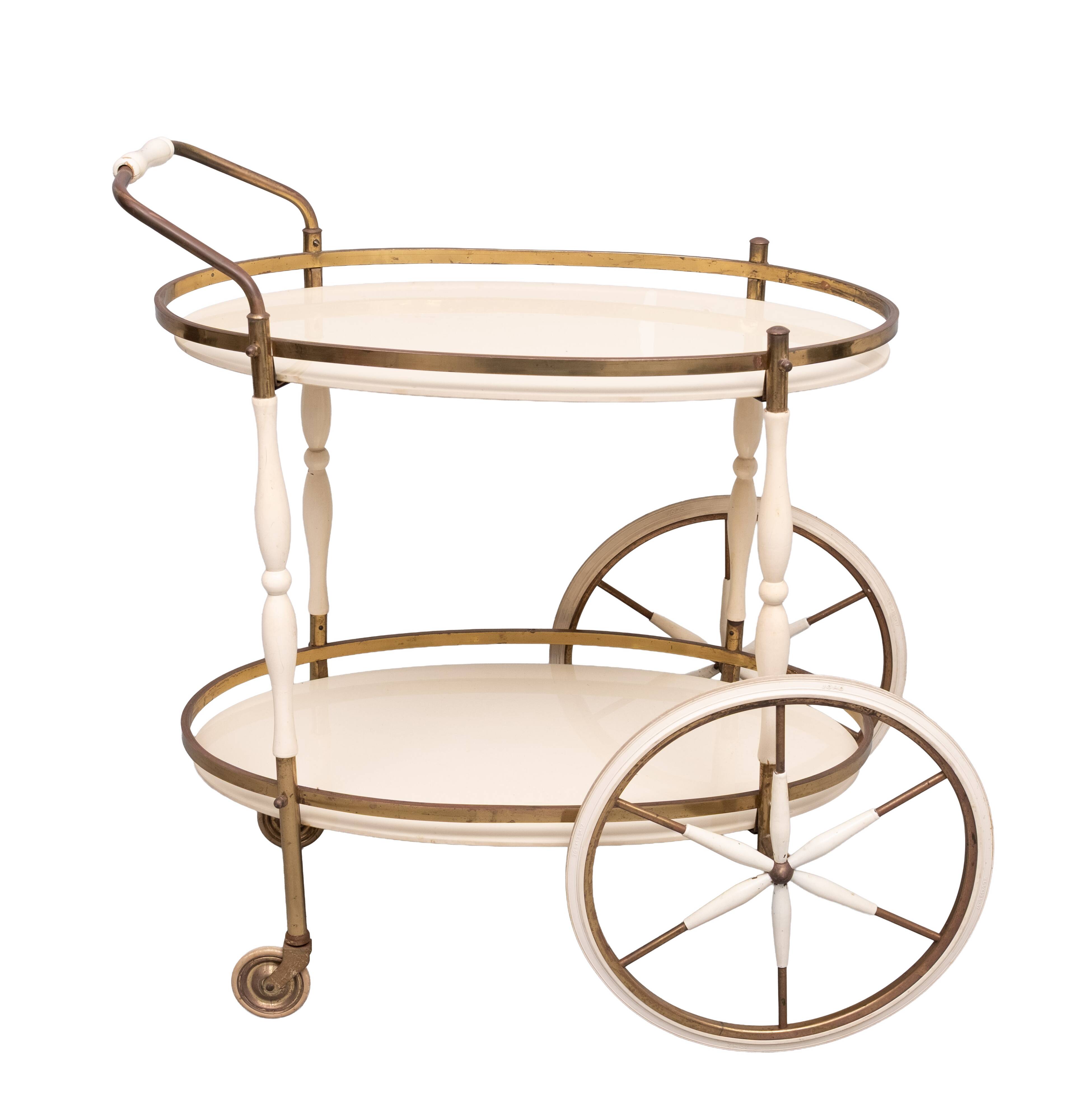 Oval shaped glass tops serving trolley Italy 1950s