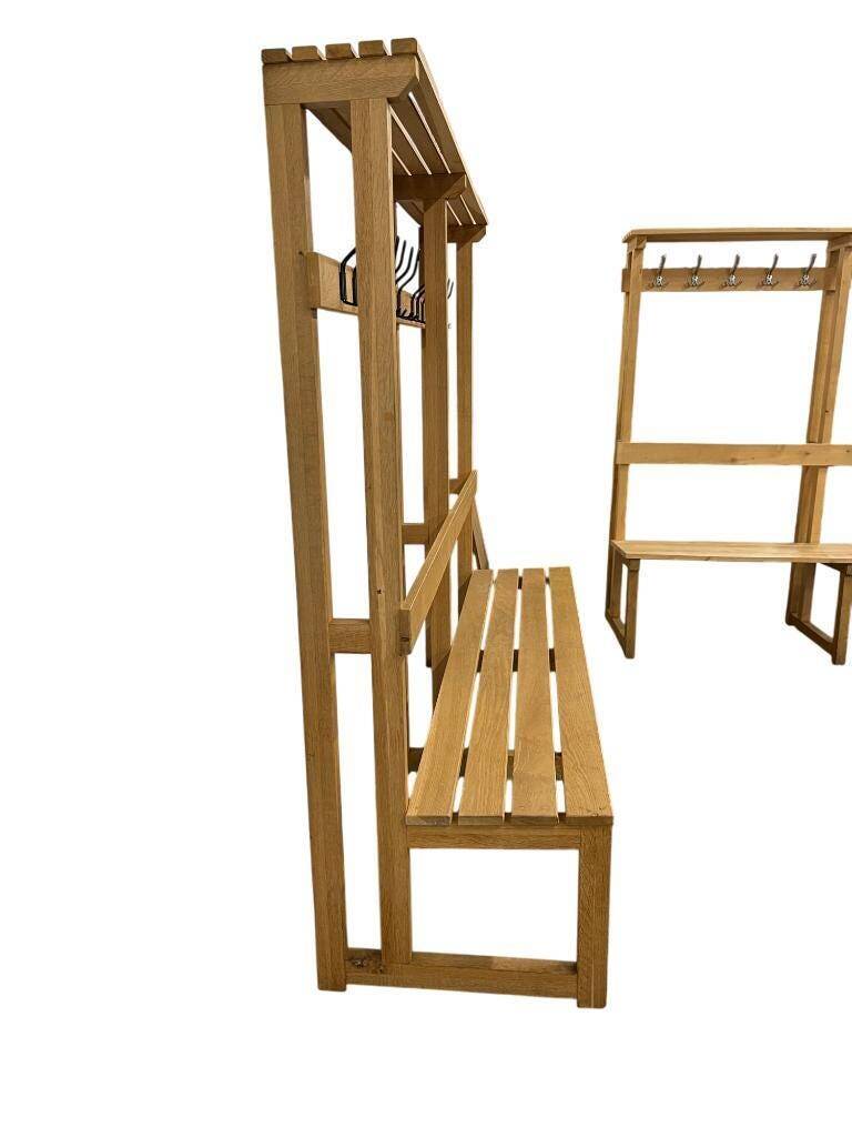 Vintage XL wooden coat rack with bench