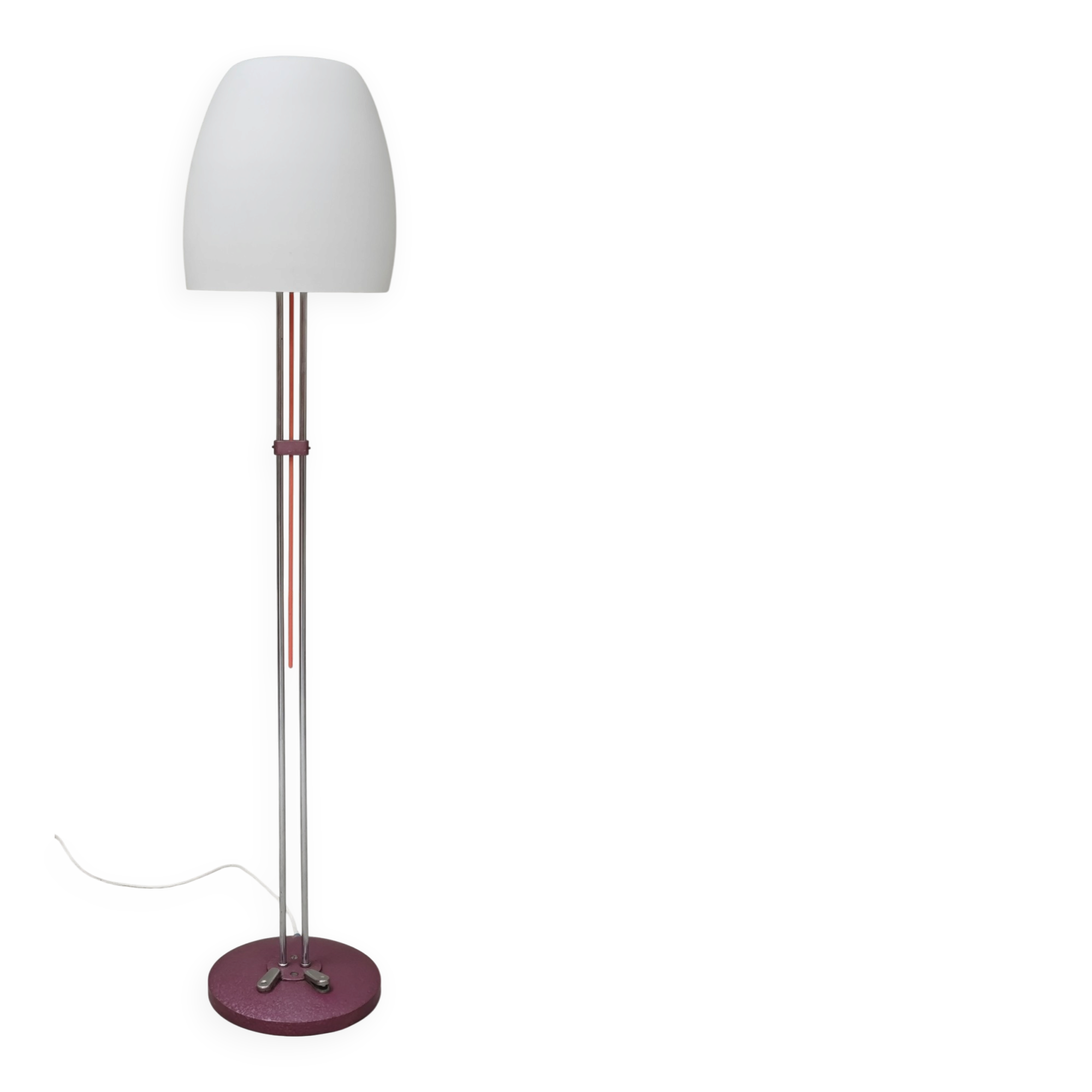 Chrome metal floor lamp opaline triplex Lidokov ex Czechoslovakia