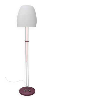 Lampadaire en métal chromé et opaline triplex par Lidokov, ex-Tchécoslovaquie