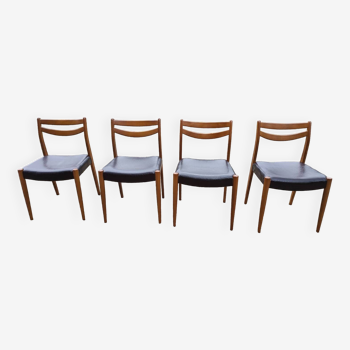 4 chaises vintage bois et skaï années 70