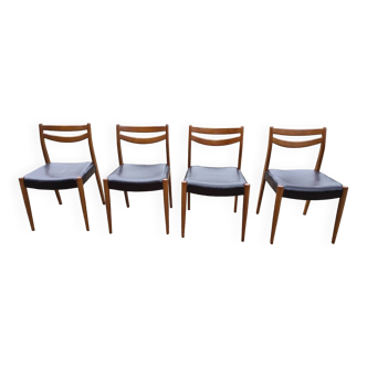 4 chaises vintage bois et skaï années 70