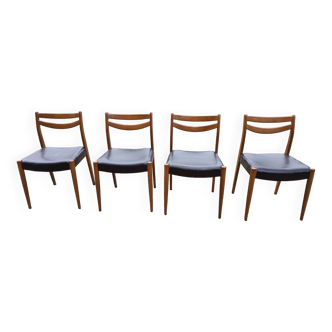 4 vintage wood and skai chairs from the 70s