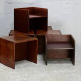 Set of 6 reversible bedside tables, 3 positions. Circa 1950