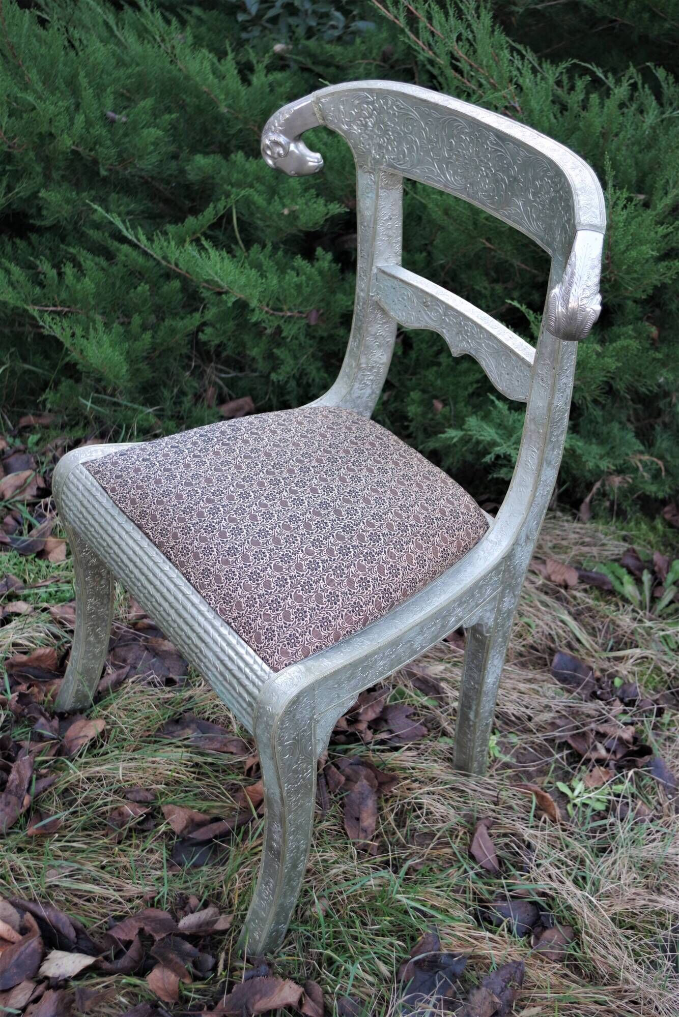 Vintage silver metal chair