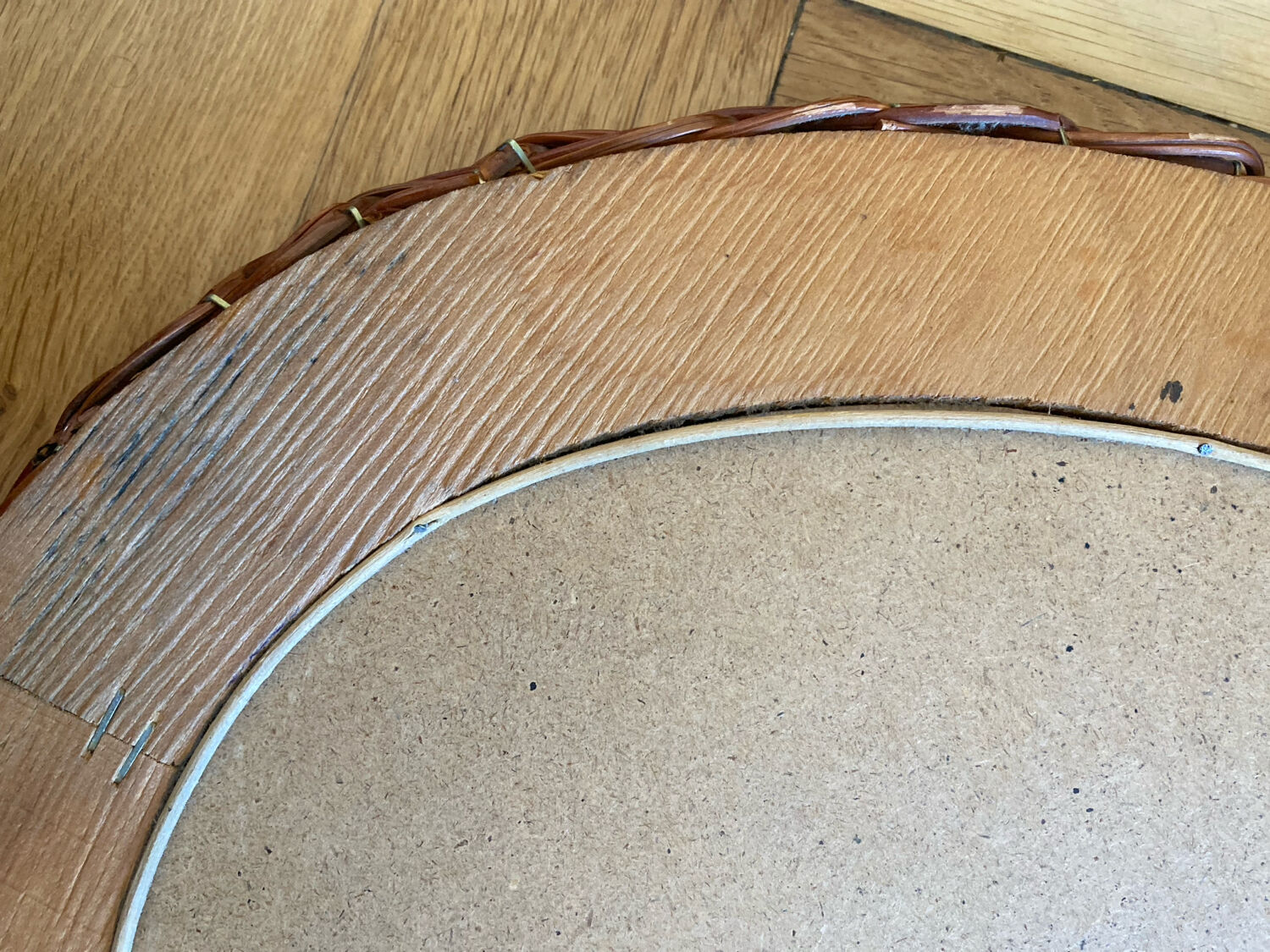 Oval wicker rattan mirror